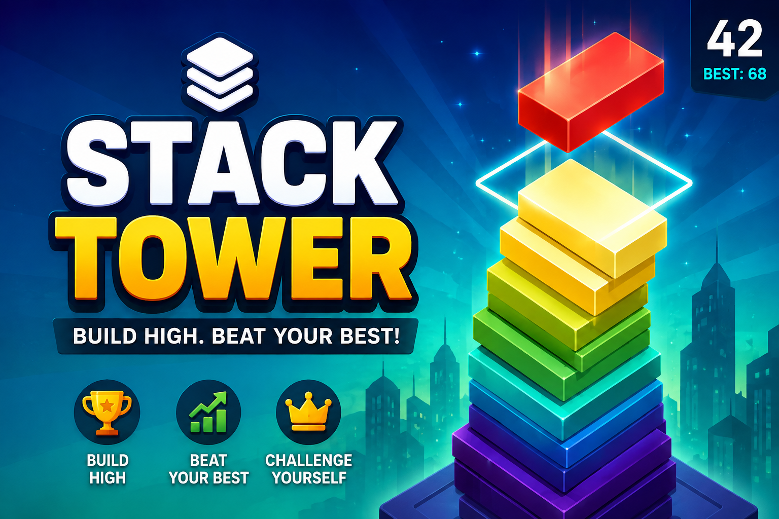 Stack Tower game colorful block stacking arcade gameplay